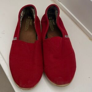 Toms Red Canvas Slip-On Shoes size 6Y